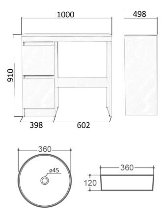 Тумба напольная под стиральную машину с раковиной Orange Sistema STM-100TUW+B09-360W  белый